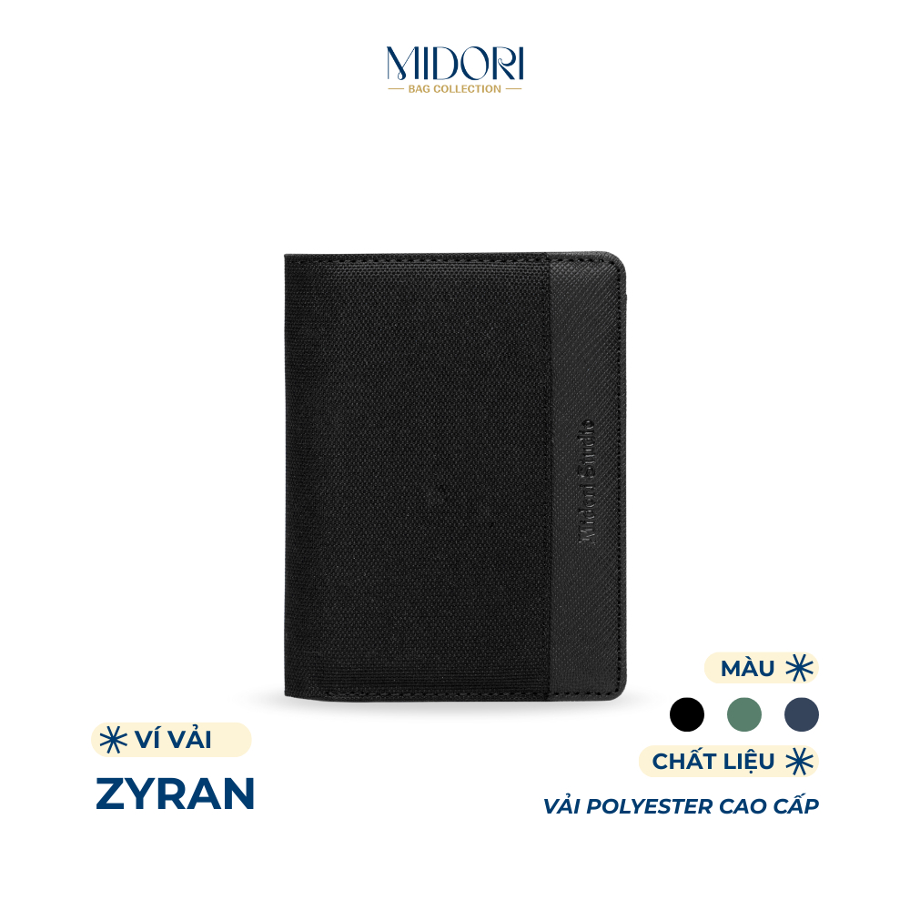 Ví Đứng ZYRAN Nam Nữ Bóp Đựng Tiền Thẻ Nhiều Ngăn Vải Phối Da PU Cao Cấp | MIDORI BAG COLLECTION
