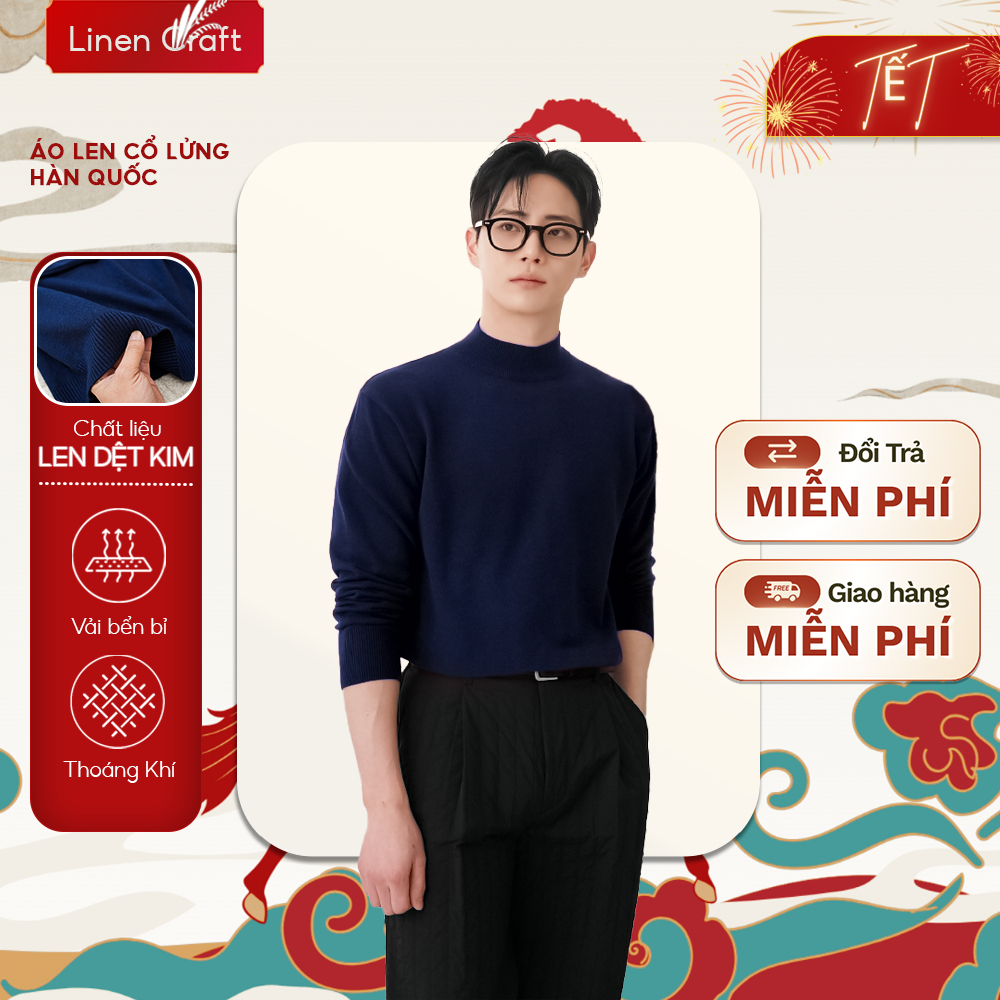 Áo len Cổ Lửng nam nữ chất liệu len Hàn Quốc cao cấp mềm mại, dày dặn - Linen Craft