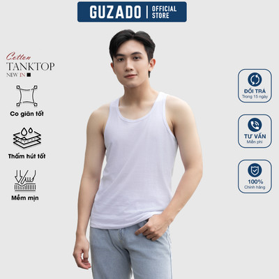 Áo ba lỗ nam lót trong Guzado Chất Cotton Siêu Mềm,Thấm Hút Mồ Hôi Cực Tốt GTT08-GAAL25S001