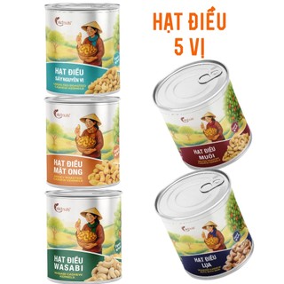 Vietnuts - Hạt điều rang muối lon 200g CAO CẤP | 0% cholesterol - hạt cho mẹ bầu | Quà tặng cao cấp