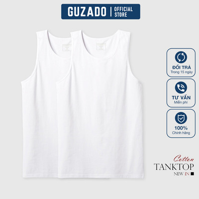 COMBO2 Áo Ba Lỗ Nam GUZADO Mẫu Lót Trong, Vải Cotton Mềm, Nhẹ Không Lộ, Thấm Hút Mồ Hôi Tốt CB2GTT08-CB2GAAL25S001