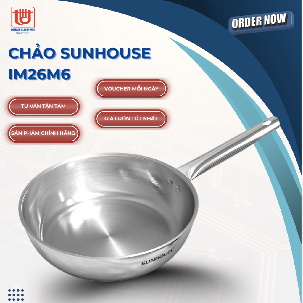 Sunhouse Chảo Inox Đa Lớp IN26M6/IN28M6 - Size 26/28cm