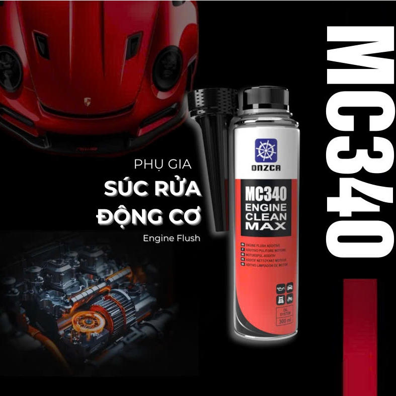 Onzca MC340 - Dung Dịch Phụ Gia Súc Rửa Động Cơ Engine Clean Max - Dung Tích 300ml