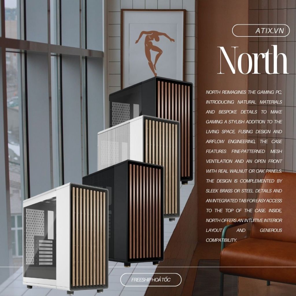 [Giá sỉ] Vỏ máy tính case PC NORTH sẵn 2 fan cho ATX mATX Mini-ITX Fractal Design [BH 12 Tháng]