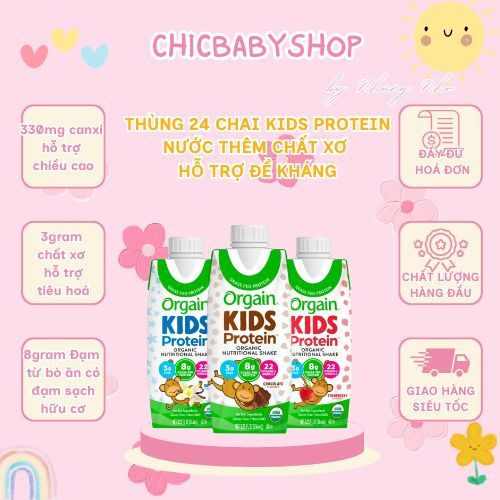 THÙNG 24 Sữa Khỉ Hữu Cơ Orgain Kids Protein - Mỹ thùng 24 hộp