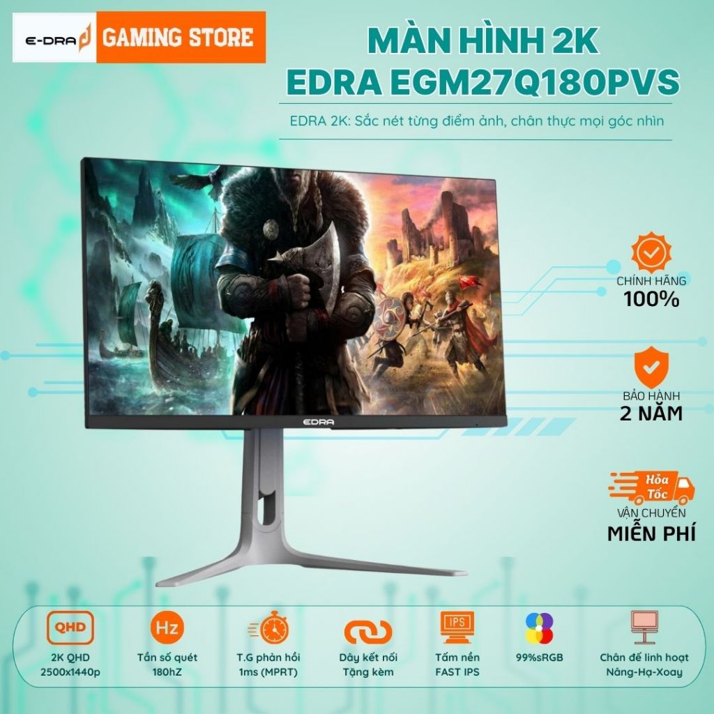 Màn hình Gaming, đồ họa 2K EGM27Q180PVS 27inch/Fast IPS/180Hz/1ms/Chân xoay Edra Bảo Hành 24 Tháng