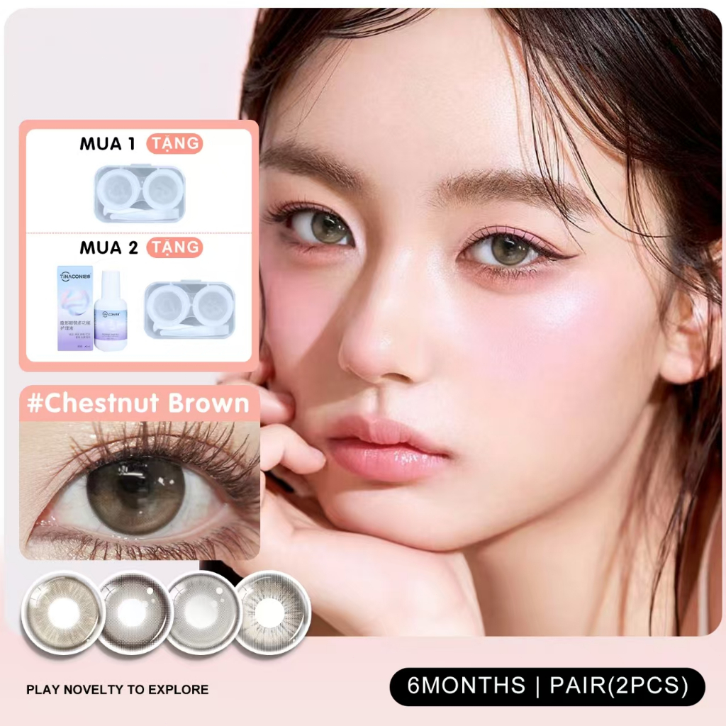 Kính áp tròng  màu Black/Brown lens cận 6 tháng DIA 14.2mm-14.5mm có độ  1 cặp TINACON/Starlens
