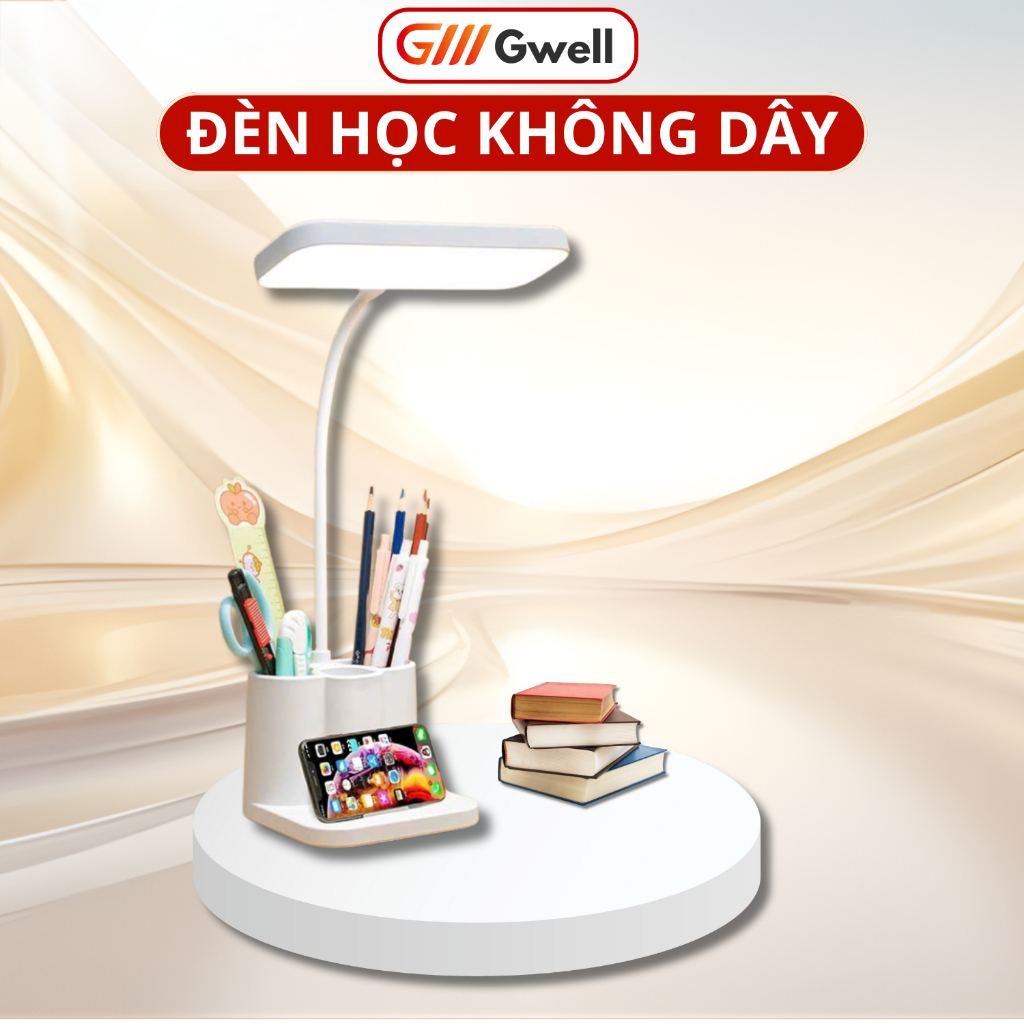 Đèn bàn học, đèn tích điện đọc sách bảo vệ mắt  cảm ứng 3 chế độ ánh sáng biến thiên có phân loại tích điện