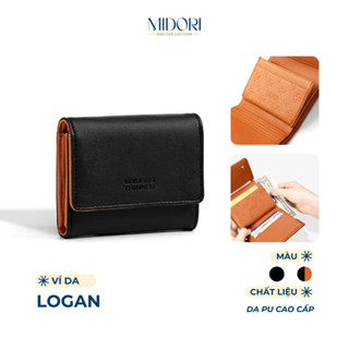 Ví Da PU Gập Ba Nam Nữ LOGAN Nhỏ Gọn Cầm Tay Bóp Đựng Tiền Thẻ Nhiều Ngăn | MIDORI BAG COLLECTION