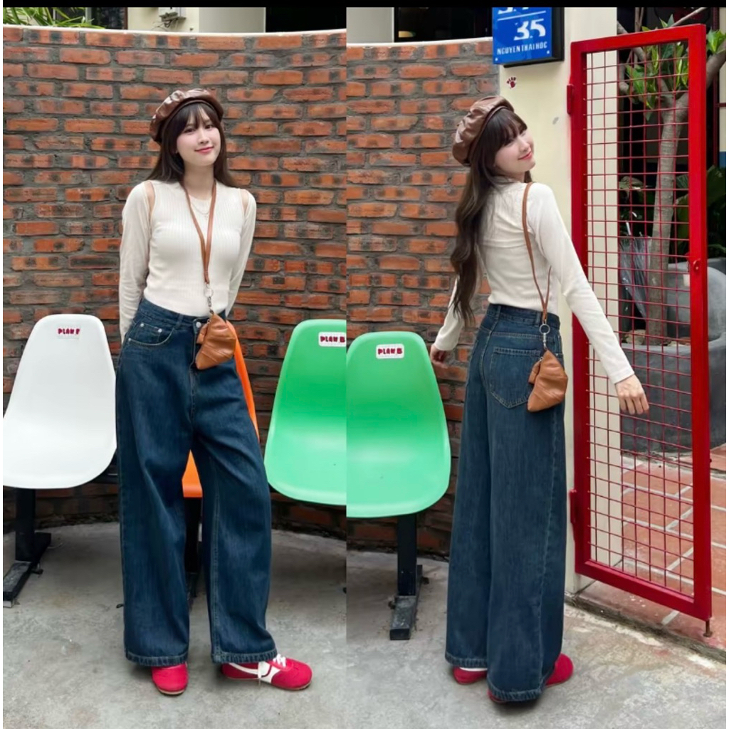 (Sẳn size 3XL sale ) Quần Jean Nữ Ống Rộng Meisy