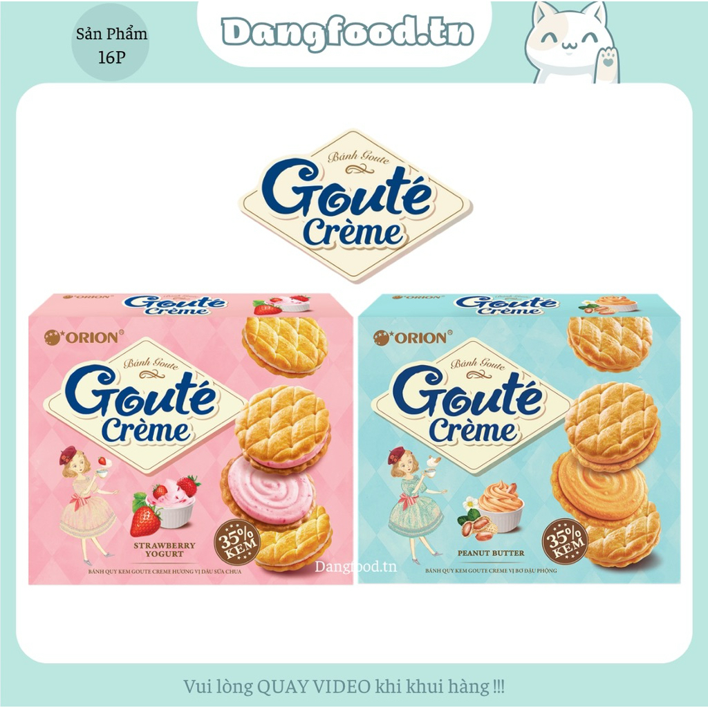 Bánh Quy Kem Goute Creme Orion Hương Vị Dâu Sữa Chua Và Bơ Đậu Phộng Hộp 16 Bánh