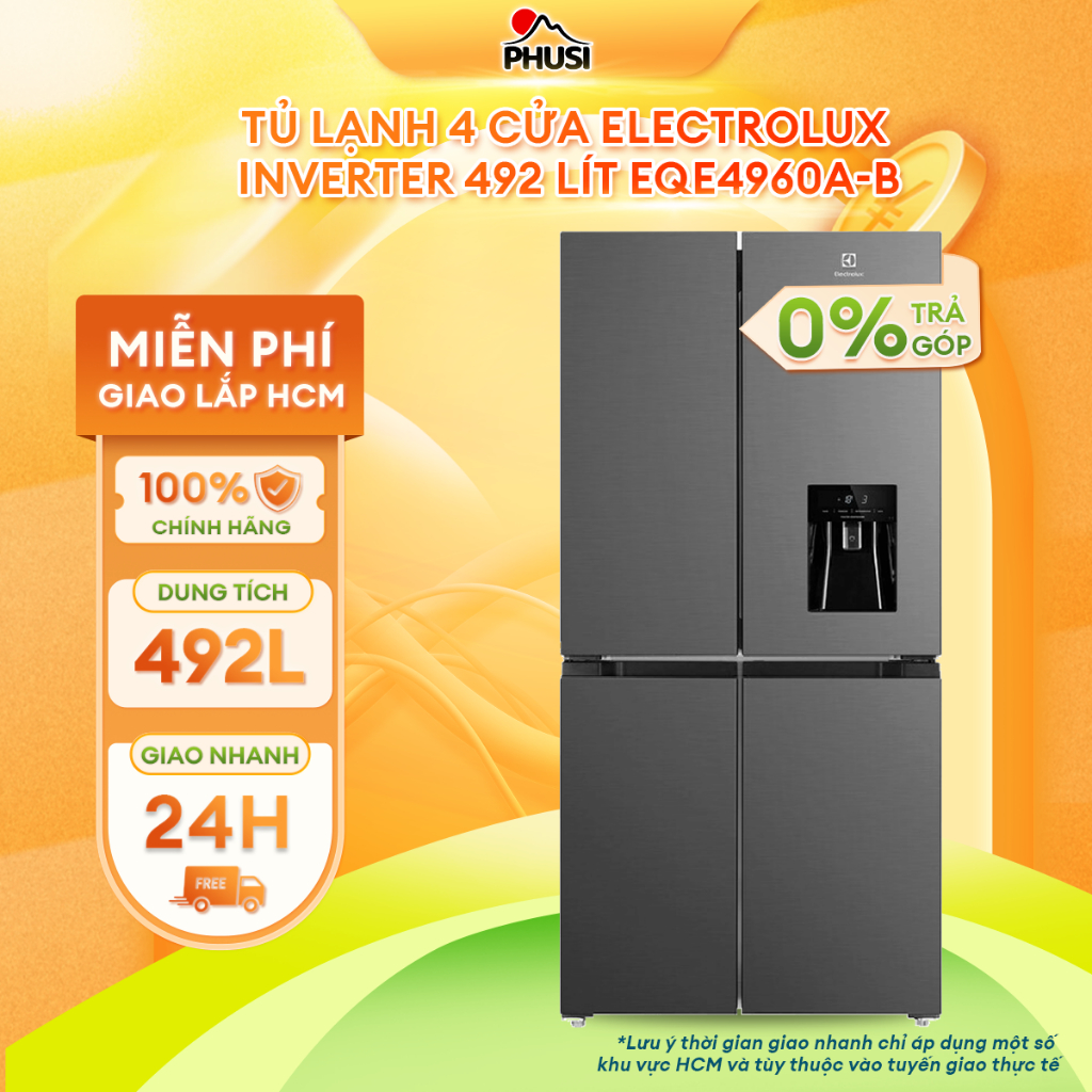EQE4960A-B Tủ Lạnh 4 cửa Electrolux UltimateTaste 700 Inverter 492 Lít [GIAO LẮP MIỄN PHÍ HCM]