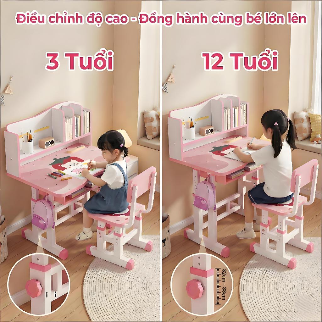 ALVIN Bàn học bàn làm việc có ngăn kéo có thể điều chỉnh màu hồng và xanh dương ghế đồng bộ | BigBuy360 - bigbuy360.vn