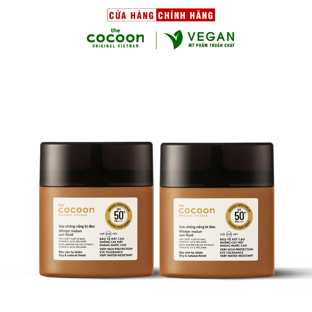 Bigsize - Sữa Kem chống nắng bí đao quang phổ rộng SPF 50 +, PA ++++ Cocoon 50ml mỹ phẩm thuần chay