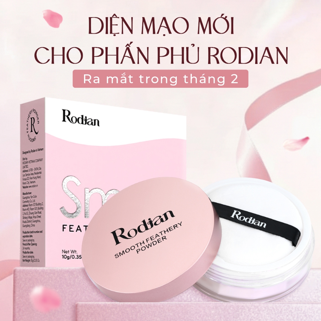 Phấn Phủ Kiềm Dầu Rodian Smooth Feathery Powder Chống Nước, Chống Mồ Hôi Che Phủ Bóng Dầu Cho Mặt 8g