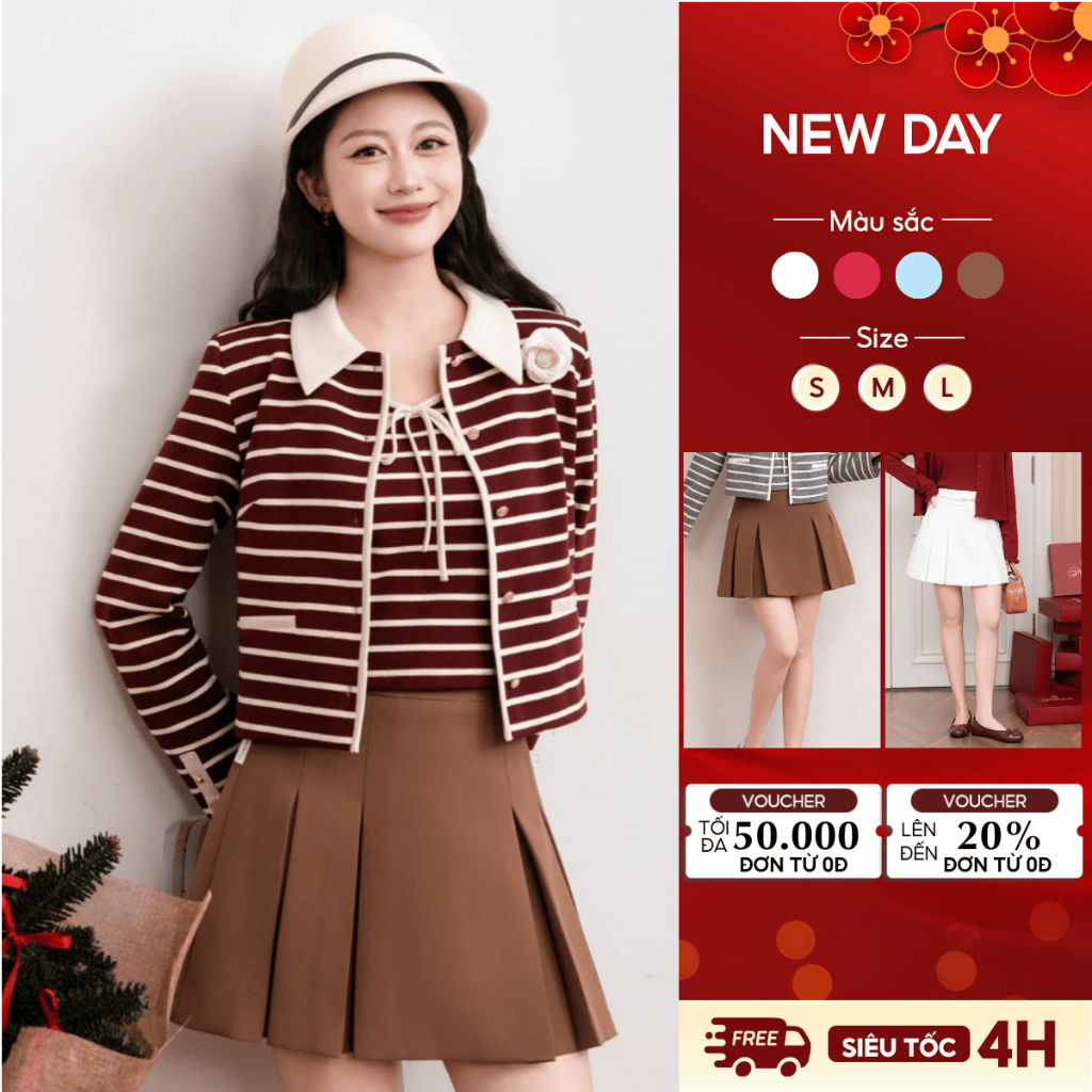 Chân Váy Xếp Ly Phối Mặt Đai Mori_Newday