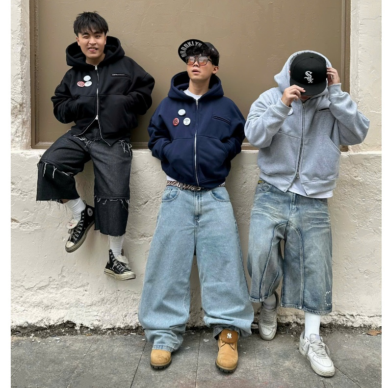 BADGE HOODIE ZIP - Áo khoác nỉ bông pin cài dây kéo kim loại (Có túi trong) Whose Studio