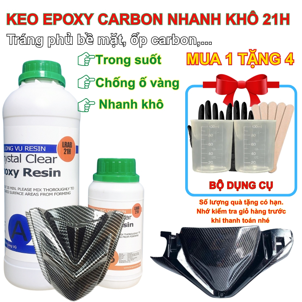 Keo Epoxy Bọc Dán Carbon Fiber Chuyên Dụng, Keo Epoxy Nhanh Khô Phủ Bề Mặt - Bộ 900G