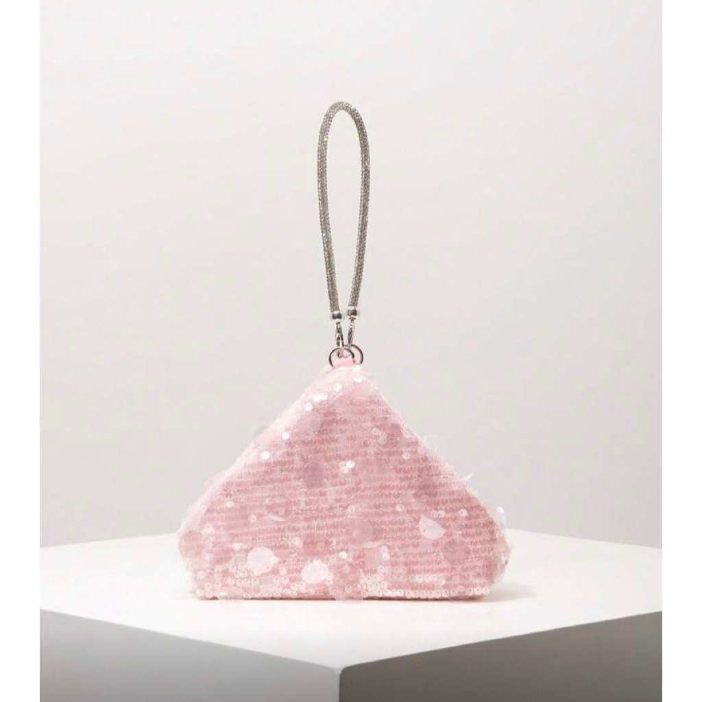 ✨Túi xách nữ kiểu ví tam giác hoạ tiết kim tuyến tròn hạt to lấp lánh sang chảnh✨