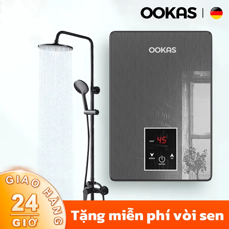 OOKAS Máy nước nóng tiếp 6500W tức thì điện LCD màn hình cảm ứng ，tặng vòi sen