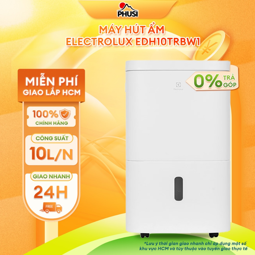 Máy hút ẩm Electrolux EDH10TRBW1, 20 lít/ngày, màu trắng, diện tích sử dụng 42 m²