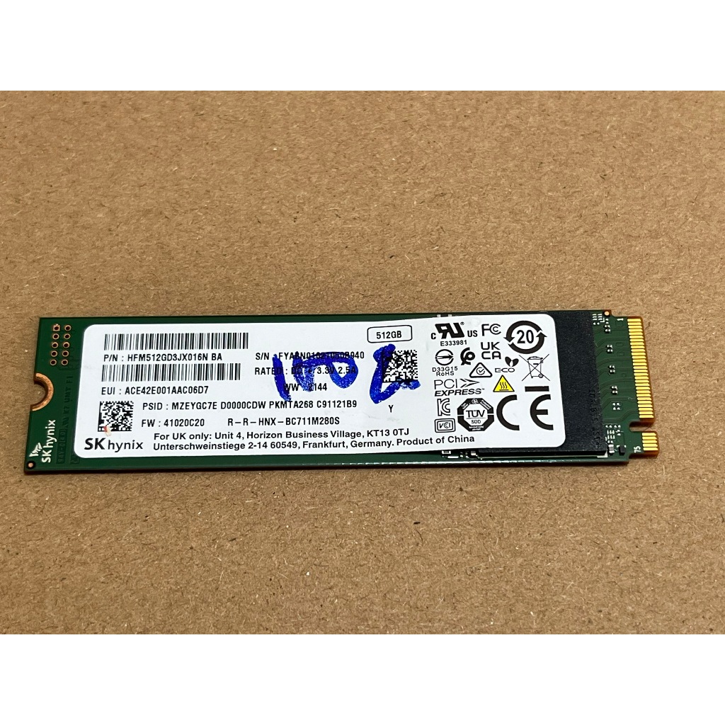 Bán SSD PCIe NVMe Hynix PC711 512gbGB M2 2280  Gen 3×4 HFS256GDE9X073N , hàng cũ zin theo máy , sức 