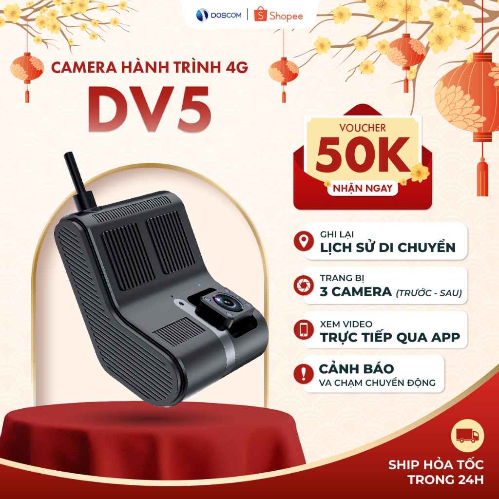 Thiết Bị Định Vị Không Dây 4G Doscom DV5 Tích Hợp Định Vị, Ghi Âm Từ Xa - Trang Bị 2 Mắt Camera Trướ