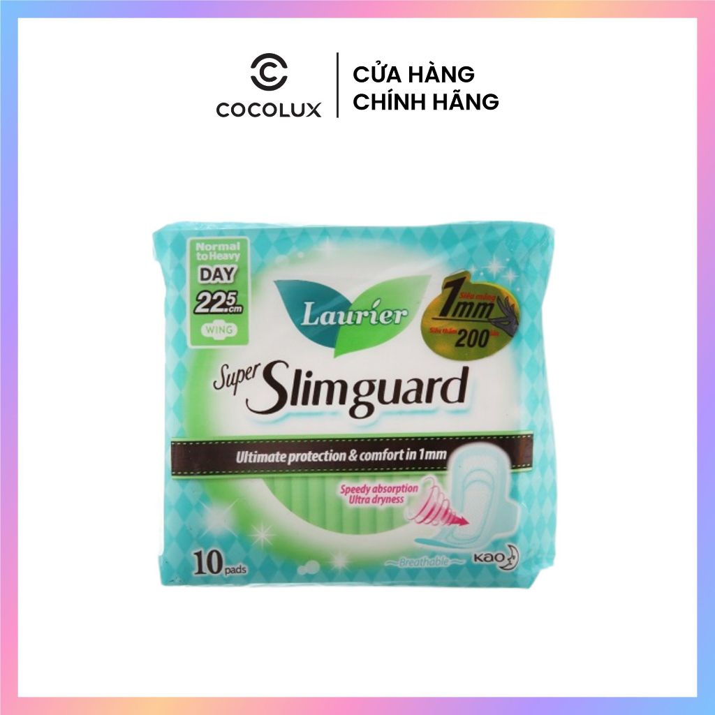 Băng Vệ Sinh Laurier Super Slimguard Siêu Mỏng Bảo Vệ 1mm 22.5cm 10 PCS