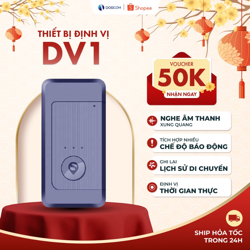 Thiết Định Vị GPS Không Dây Di Động Doscom DV1 - Tích Hợp Nhiều Chế Độ Báo Động