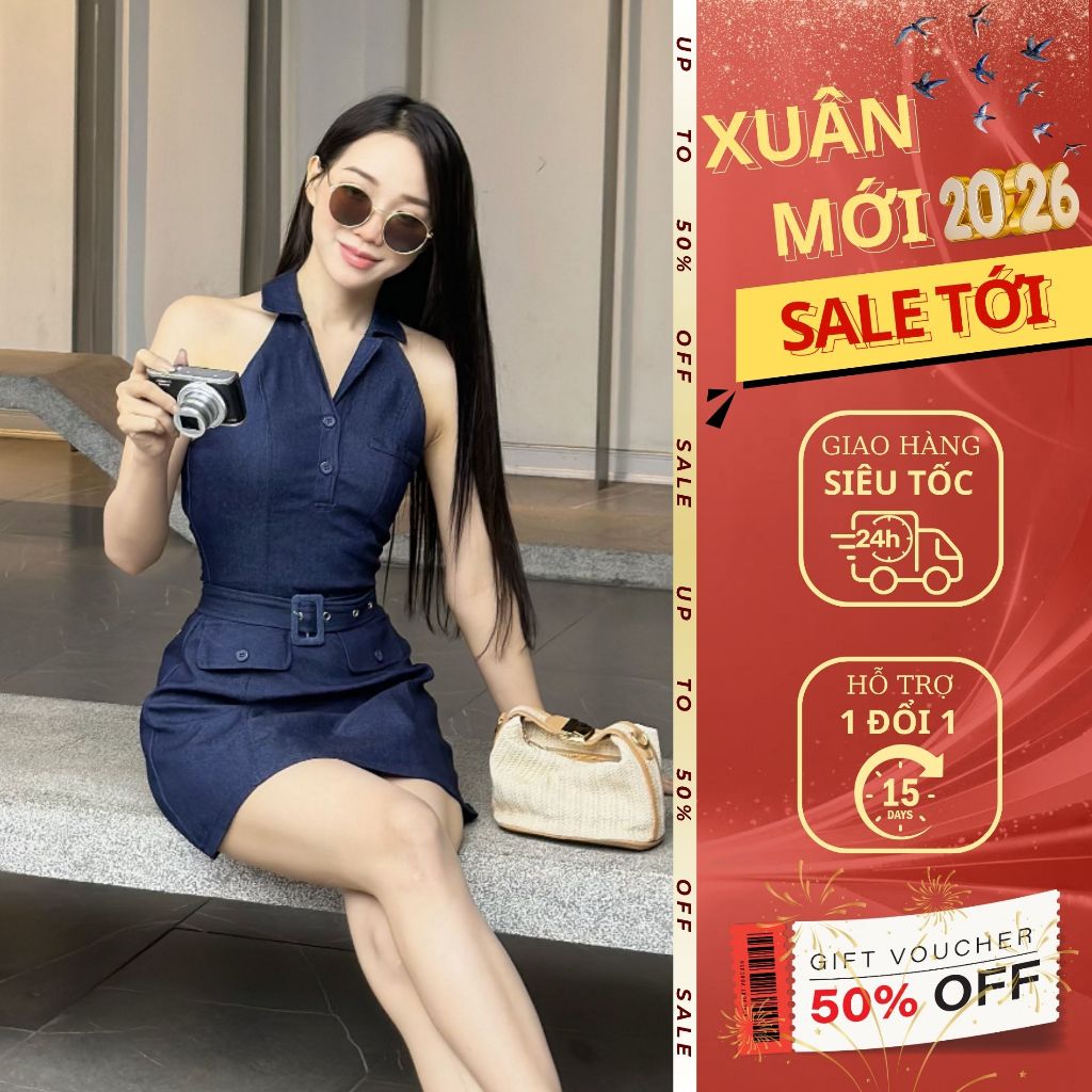 Váy denim chiết eo dáng ngắn Emili Design váy jeans nữ ngắn phong cách Hàn Quốc [V333]