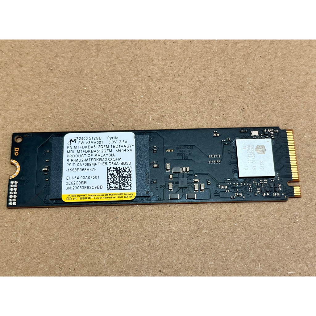 SSD Micron 2400 M2 NVME  512GB   Gen 4x4 hàng cũ zin theo máy , sức khỏe 98%