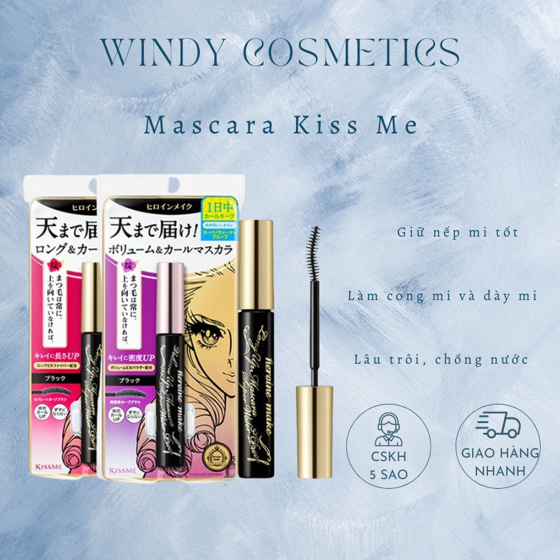 Mascara Không Lem Trôi, Giúp Nâng Cong Và Làm Dài Mi Kissme Mascara Long Up WP 6g - Windy.Cosmetics