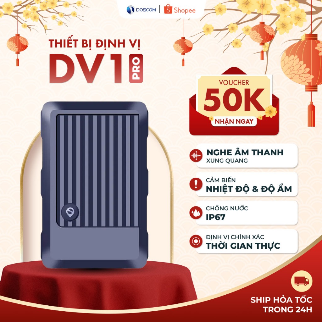 Thiết Định Vị GPS 4G Không Dây DV1 Pro Doscom - Tích Hợp Ghi Âm, Nhiều Chế Độ Báo Động - Định Vị Thờ