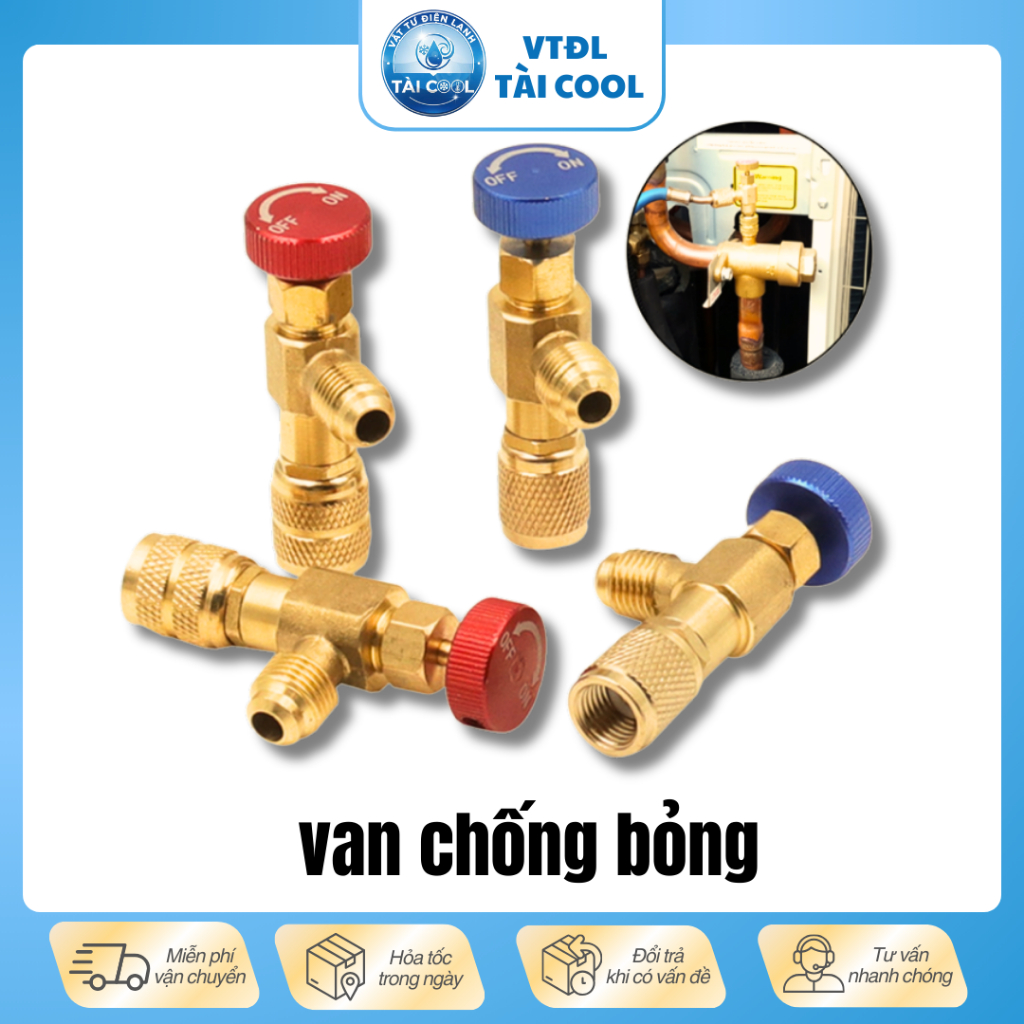 Van chống bỏng Hongsen nạp gas máy lạnh van nạp gas an toàn cho điều hòa máy lạnh R410a - R32 - R22