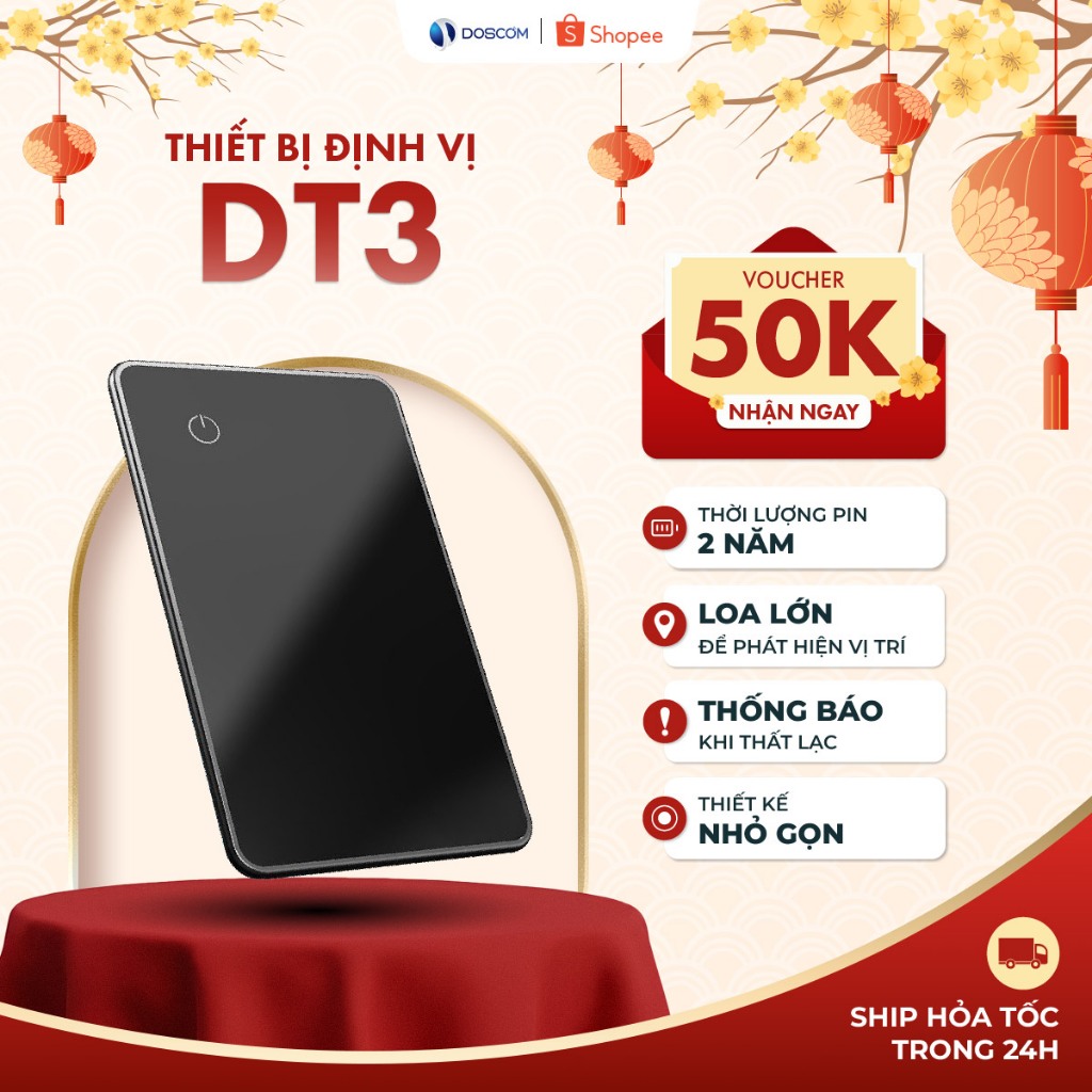 Thẻ Tìm Đồ Vật Thông Minh Doscom Tag - Tích Hợp Định Vị GPS Toàn Cầu - Dùng Cho iOS - Thời Lượng Pin