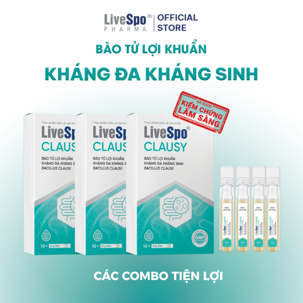 Combo LiveSpo Clausy - Men vi sinh giúp tăng đề kháng, giảm rối loạn tiêu hóa