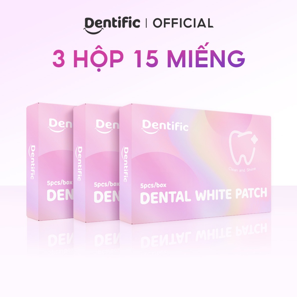 Combo 3 hộp miếng dán trắng răng Dentific hỗ trợ làm sáng răng, sạch mảng bám, an toàn, tiện lợi (5 