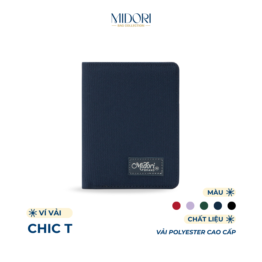 Ví Vải Đứng Nam Nữ Chic T Bóp Đựng Tiền Thẻ Nhiều Ngăn Polyester Cao Cấp | MIDORI BAG COLLECTION