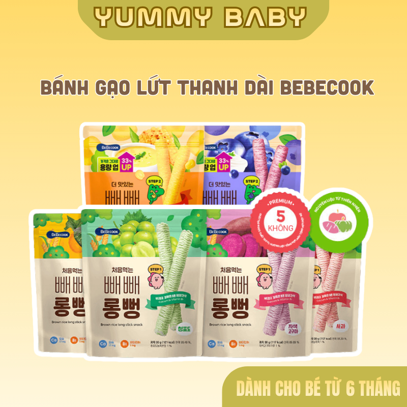 Bánh Gạo Lứt Ăn Dặm Thanh Dài BEBECOOK 30gr Cho Bé 6M+ - YUMMY