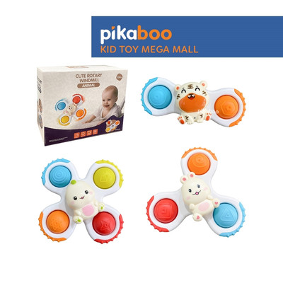 Đồ chơi con quay spinner con vật ngộ nghĩnh 3 trong 1 cao cấp Pikaboo bộ 3 chiếc chất liệu an toàn