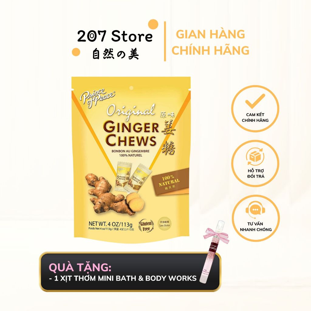 Kẹo gừng dẻo Ginger Chews bịch 113 gram