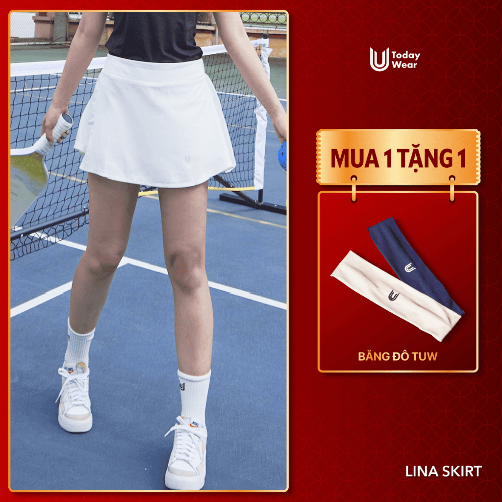 [MUA 1 TẶNG 1] Chân váy ngắn thể thao Lina Skirt Today U Wear có sẵn bảo hộ dáng chữ A cho nữ chơi cầu lông tennis | BigBuy360 - bigbuy360.vn