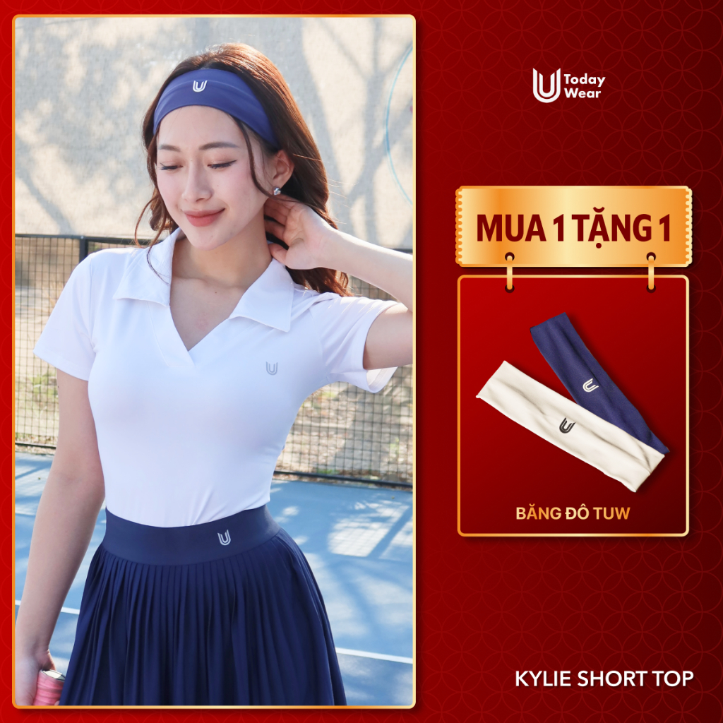[MUA 1 TẶNG 1] Áo thun thể thao nữ ngắn tay Kylie Short Top cổ chữ V trẻ trung thấm hút mồ hôi Today