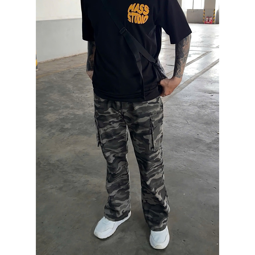 Quần dài CAMO ống loe túi hộp  brand MASS STUDIO chất liệu kaki jean dày dặn đứng form unisex