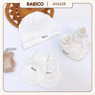Set Mũ Và Bao Tay Chân Avaler Cho Bé Sơ Sinh Vải Sợi Tre Mềm Mại Nhiều Màu Cao Cấp