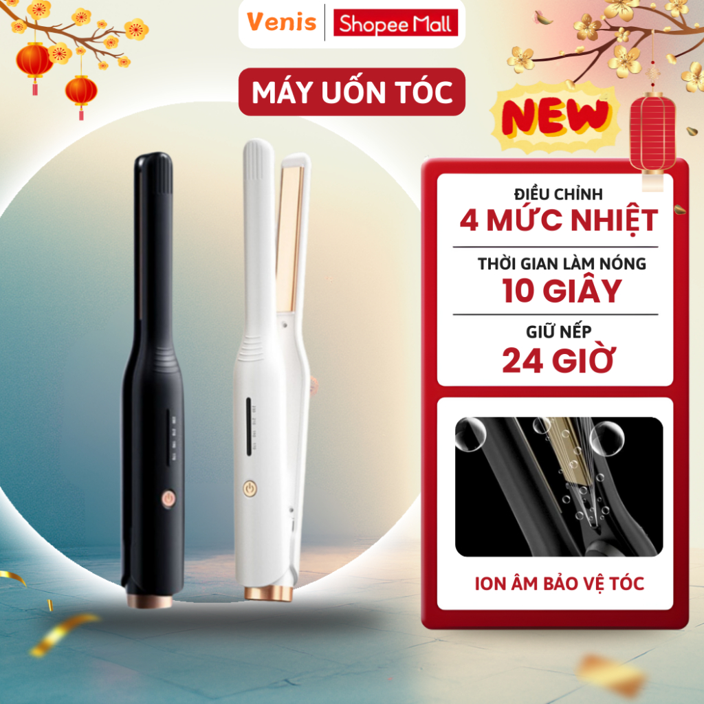Máy Uốn Ép Tóc 2in1 Cho Nam Nữ, Tạo Kiểu Side Duỗi Tóc Ion Âm Bảo Vệ Tóc