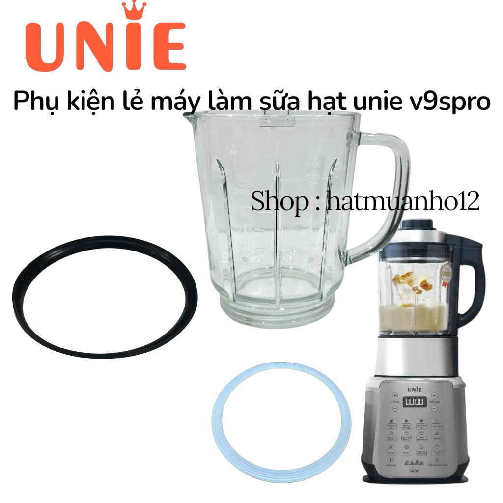 Cối thủy tinh thay thế cho máy làm sữa hạt Unie V9, V9s pro
