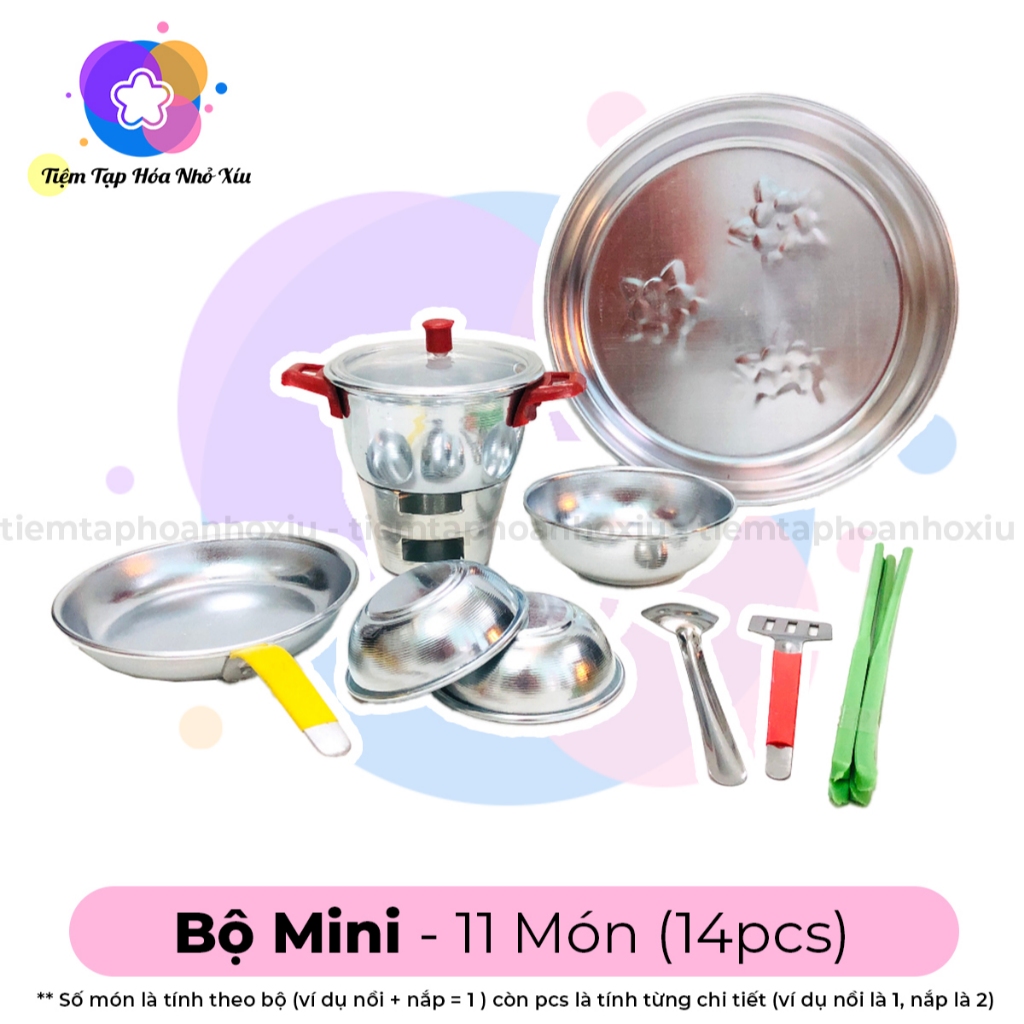 Bộ Đồ Chơi Nấu Ăn Bằng Nhôm Mini Nấu Ăn Được Thật Cho Bé Đồ Chơi Nấu Ăn Inox Nhiều Dụng Cụ Sử Dụng N