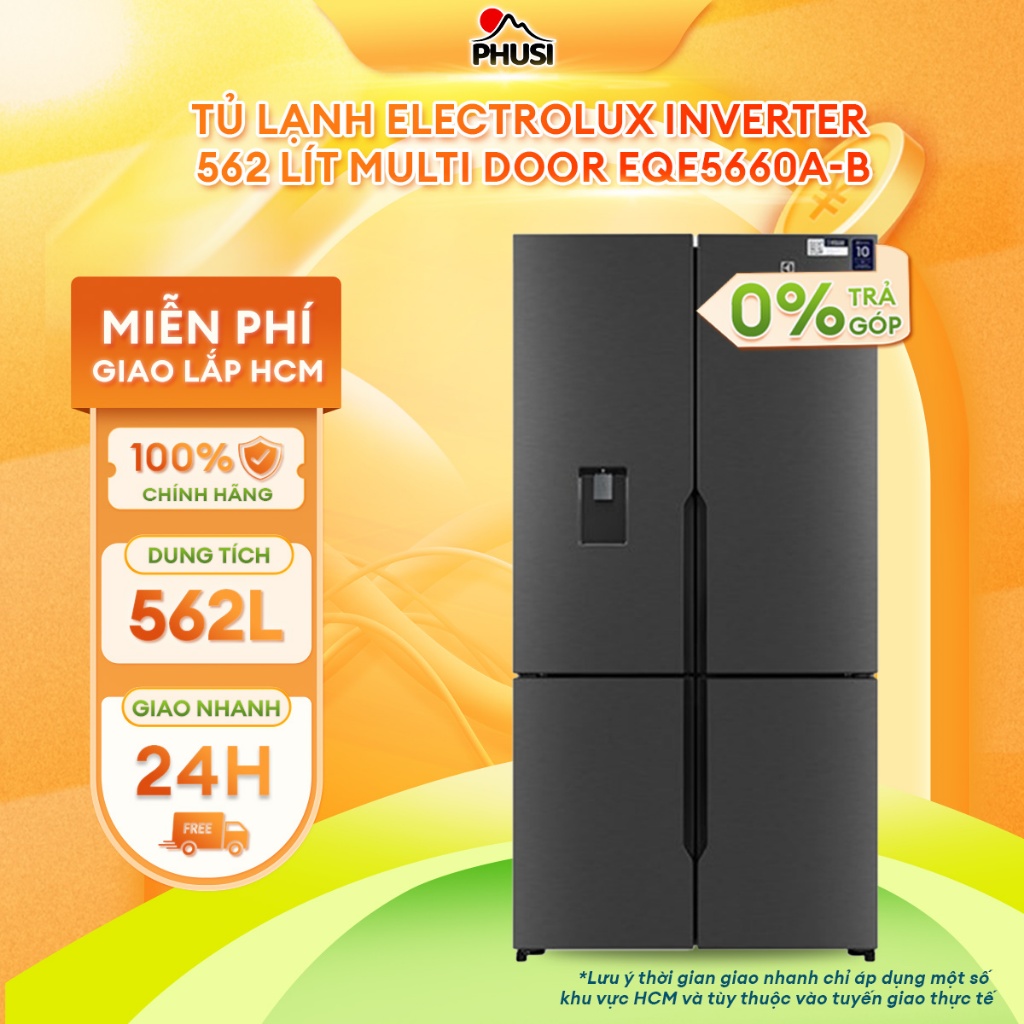 EQE5660A-B Tủ Lạnh Electrolux Inverter 562 lít Multi Door EQE5660A-B [MIỄN PHÍ GIAO LẮP HCM]