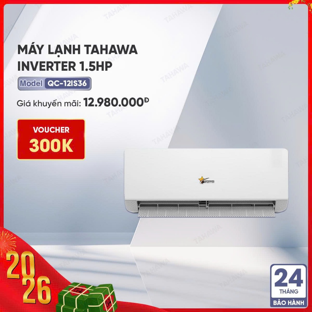 Máy lạnh Tahawa Inverter 1.5HP QC-12IS36